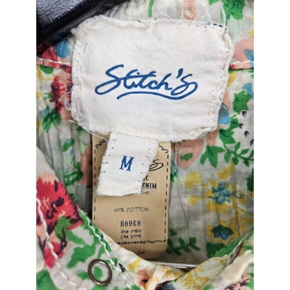 New Stitch's Floral Western Shirt Womens M Snap Front The Rodeo Cotton - Picture 4 of 7